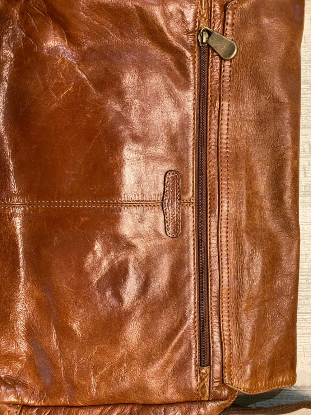 Vintage Brown Leather Fossil Messenger Laptop Bag